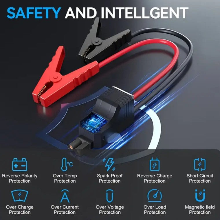 12V smart clip car starting power supply, portable car wireless inflatable pump power bank