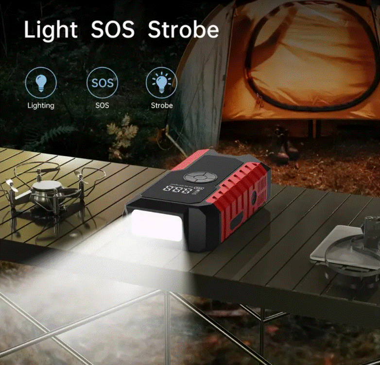 12V smart clip car starting power supply, portable car wireless inflatable pump power bank